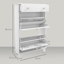 Scarpiera Salvaspazio Slim 60x23,5x98,5 cm con 2 Ante a Ribalta Cassetto Base Rialzata in MDF Bianco      