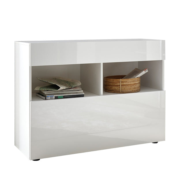 prezzo Sideboard Wohnzimmermöbel 1 Tür 2 Fächer 111x42x82 cm TFT Akira Glossy White
