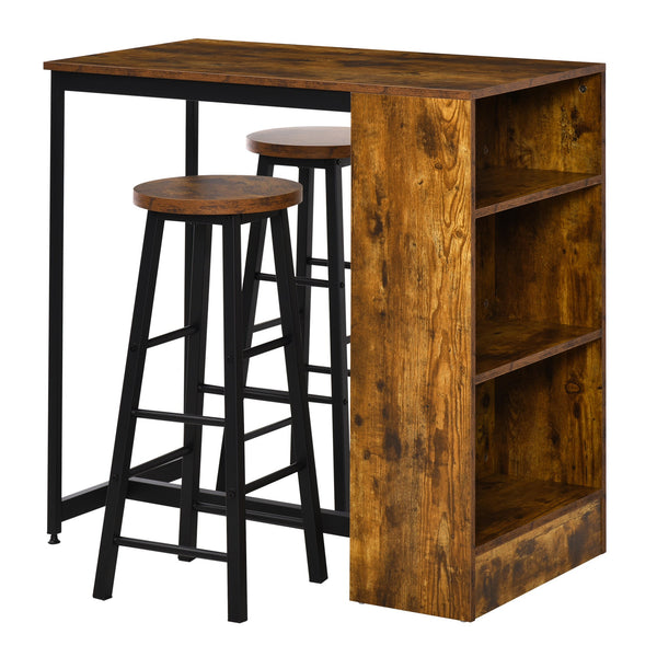 sconto Bancone Bar con Sgabelli Alti Stile Industriale Marrone