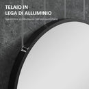 Specchio per Bagno Ovale a 3 Ganci 40x70x3 cm in Lega di Alluminio e Vetro Nero