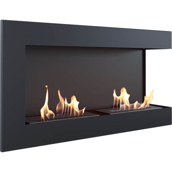 Bioethanol-Einbaukamin 90x48 cm Flig Tampa Schwarz Rechte Ecke sconto