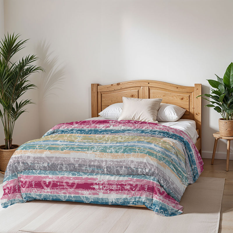 Trapunta Invernale Stampata in Microfibra 200gr Double Face Love Lines Varie Misure