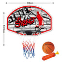 Canestro da Basket  66x44 cm per Bambini a Parete per Esterno con Palla e Gonfiatore Rosso      