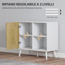 Credenza Moderna Mobile Basso 80x39x76 cm con Armadietto e Vani a Giorno in Legno Bianco  