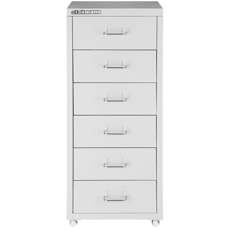 Cassettiera 6 Cassetti e 4 Ruote per Ufficio/Casa in Acciaio Grigio