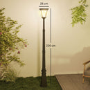Lampione Solare da Giardino 26x24x220 cm Sensore PIR in Alluminio e Vetro Nero  