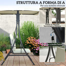 Dondolo da Giardino 2 Posti 150x120x182 cm con Tettuccio Regolabile Crema   