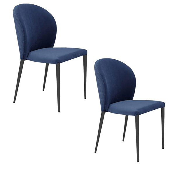 acquista Set 2 sedie Imbottite 45x58x86,5 cm In Tessuto Tiffany Ghibili Lux Blu Notte