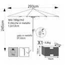 Ombrellone da Giardino Nice Ø3 m in Alluminio Tortora
