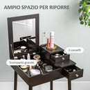 Tavolo da Trucco 2 in 1 60x50x85,5 cm con Specchio Ribaltabile e 2 Cassetti Nero   