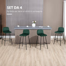 Set 4 Sgabelli Alti con Poggiapiedi 40x45,5x94 cm in Poliestere Vellutato Verde e Nero