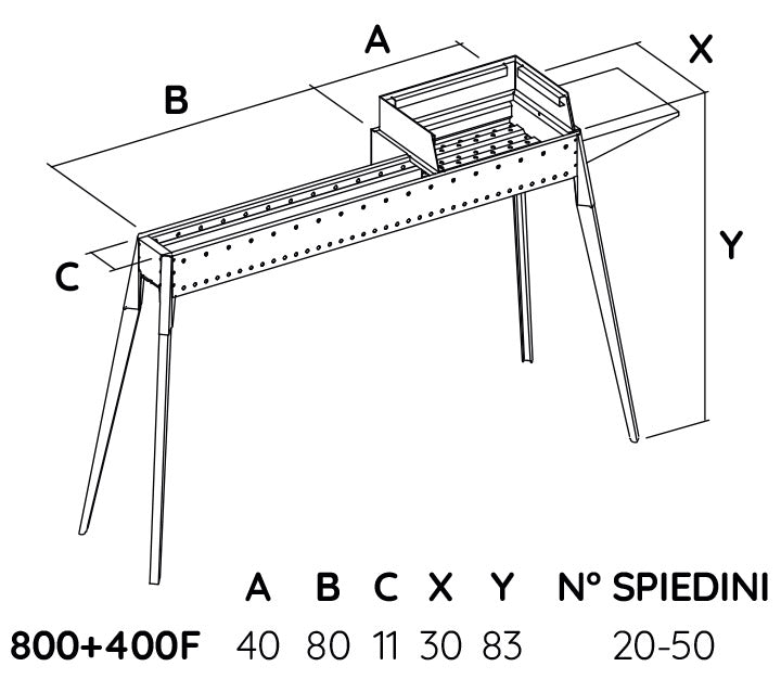 Cuoci Arrosticini a Carbone 120 cm con Barbecue Lisa Luxury Miami Grill 800+400 F