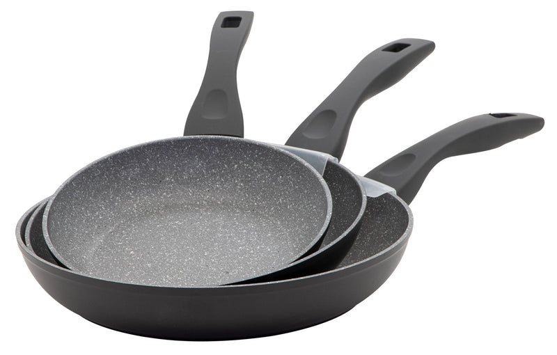 Set 3 Padelle 20-24-28 cm in Alluminio Forgiato Antiaderente Induzione Collection Rocky Grigie