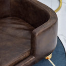 Cuccia Rialzata per Gatti e Cani 74x48,5x31 cm in Similpelle  Marrone Scuro
