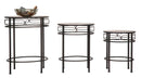 Tavolinetti Essential Tris Ø46x58-40x50-34x44 cm in Ferro e MDF Nero e Marrone