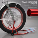Cavalletto Anteriore per Moto 70x47x34,5 cm con Tappetino Antiscivolo e Adattatori Regolabili Capacità 200 kg in Acciaio e PP      