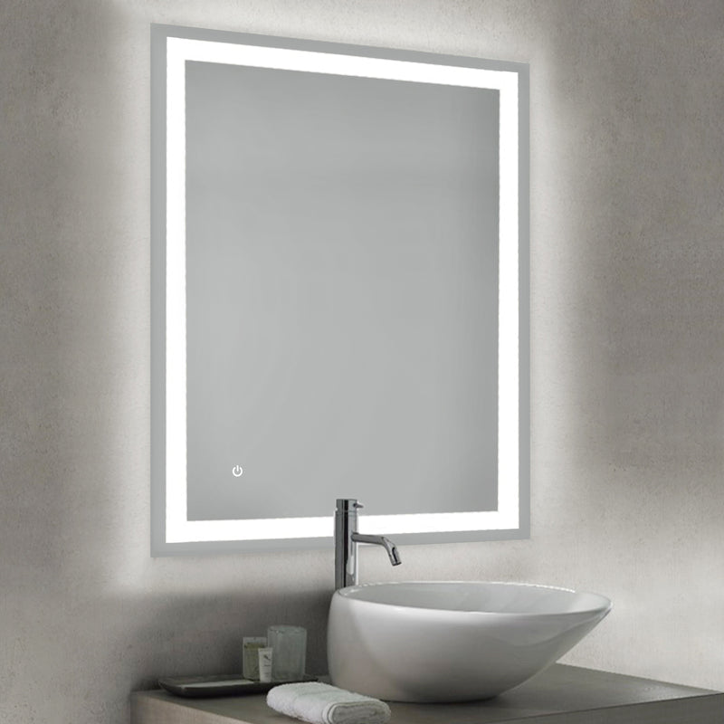 Specchio da Bagno Hercules con Illuminazione Led Frontale e Decorativa Alluminio e Vetro Emuca
