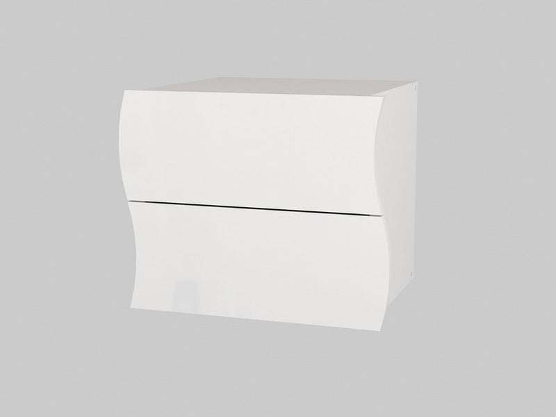 Comodino 2 Cassetti 50x40x41,3 cm Onda 2C Bianco Lucido  
