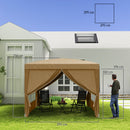 Gazebo da Esterno 3x3 m Pieghevole con 4 Pannelli Laterali in Acciaio e Tessuto Oxford Cachi      