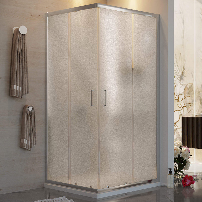 Box Doccia Angolare 2 Ante Scorrevoli in Cristallo Opaco 6mm H185 Fosterberg Dragor Varie Misure