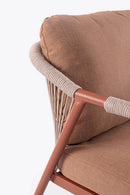 Set 4 Pezzi Salotto da Giardino con Divano 2 Poltrone e Tavolino in Alluminio Corda Poliestere e Pietra Sinterizzata Miravet Rame 