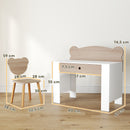 Set Scrivania 80x41x74,5 cm per Bambini 3-8 Anni con Cassetto e Sedia con Schienale a Orsetto in MDF e Legno di Pino Color Legno      