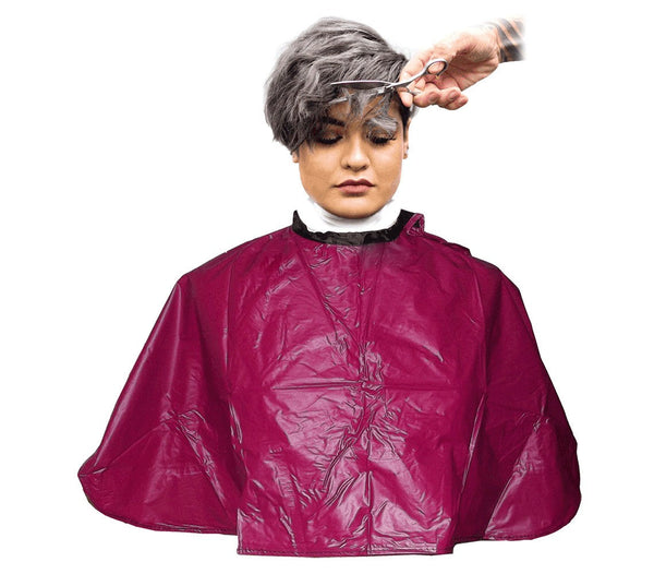 Kurzer Friseurumhang 91x68 cm bordeaux in PVC für Schnitt und Farbe prezzo
