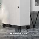 Mobile Bagno Stretto 52x17x67 cm con Ruote Ante Scorrevoli Ripiani Regolabili e 2 Fori per Carta Igienica Bianco      