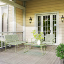 Set Salotto da Giardino con Divanetto Poltrone e Tavolino con Piano in Vetro in Rattan PE Verde   