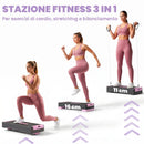 Stepper Fitness Regolabile su 2 Livelli 66x28x16 cm con 2 Bande di Resistenza Capacità 120 kg in ABS Rosa e Nero      