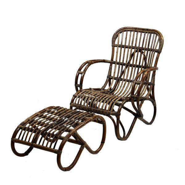 prezzo Rattan Gartensessel 86x68H82cm mit Adami Brown Fußstütze