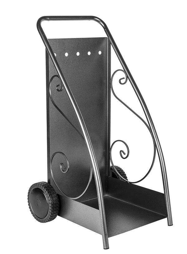 Porta Legna Design Classico con Ruote 47,7x50x90 cm in Ferro Verniciato Grigio Martellato online