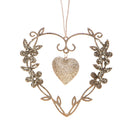 Set 4 Cuore Metallo con Glitter 12 cm Oro