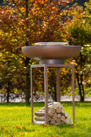 Barbecue a Legna Ø75x97 cm Ara in Acciaio Nero Alta Temperatura 