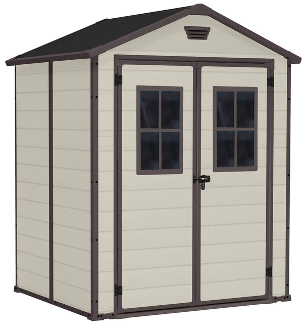 Geräteschuppen 185 x 152 x 226 cm mit 2 Harzfenstern Keter Manor 6 x 5 Beige prezzo
