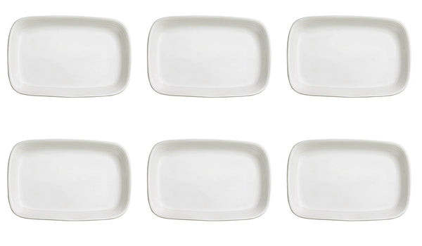 Set mit 6 rechteckigen Tabletts für Snacks 13 x 9 x 1,5 cm aus allluminischem Porzellan Kaleidos Aluxina Bianchi online