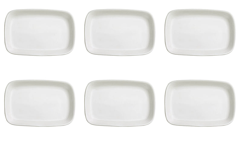 Set 6 Vassoi Snack Rettangolari 13x9x1,5 cm in Porcellana Allluminica Kaleidos Aluxina Bianchi