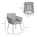 Set da Giardino 2 Sedie in Stile Boho e Tavolino in Vetro in Rattan Grigio Chiaro   