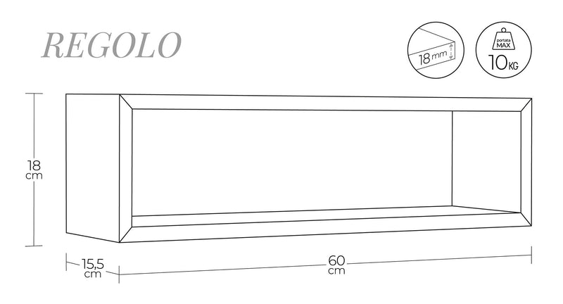 Mensola da Parete 60x18x15,5 cm in Fibra di Legno Regolo Verde