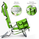Spiaggina Pieghevole Sedia Spiaggia Alluminio con Borsa Termica Spallacci Verde