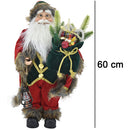 Statuina Babbo Natale Addobbo Statuetta 60 cm Vestiti in Tessuto e Sacco Natalizio
