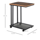 Tavolino Angolare per Divano e Letto con 4 Rotelle in Legno Stile Industrial 51x36x61 cm 
