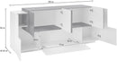 Credenza 7 Ante 200x45x86 cm New Coro Bianco Lucido e Ardesia