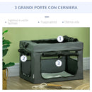 Trasportino per Cani Mini e Gatti 60x42x42 cm con Cuscino Sacca di Trasporto e Porte a Rete Grigio      