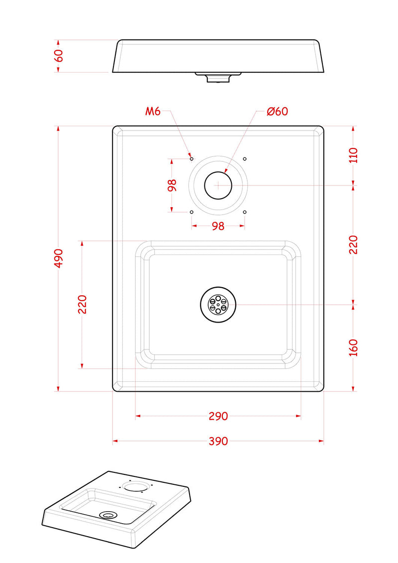 Base per Fontane 49x39x6 cm in Cemento Belfer 42/BSC/4