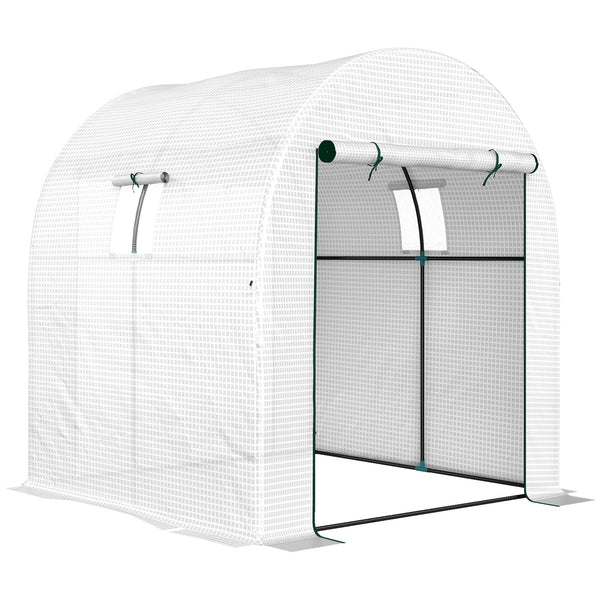 Serra a Tunnel per Orto 1,8x1,8x2 m con Porte Avvolgibili e Finestre in Acciaio e PE Anti UV Bianca sconto