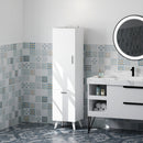 Mobile da Bagno a Colonna 35x31,5x144 cm con 2 Ante e Ripiani in Legno Bianco  