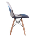 Set 4 Sedie 85x48x54 cm in Tessuto Patchwork da Interno Blu e Bianco