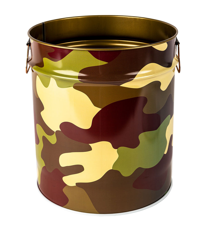 Porta Legna o Pellet Contenitore Senza Coperchio Ø39x42 cm in Ferro Verniciato Big Mimetics Verde