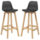 Set 2 Sgabelli da Bar 39x41x96 cm Gambe in Legno e Cuscino in Similpelle Nero